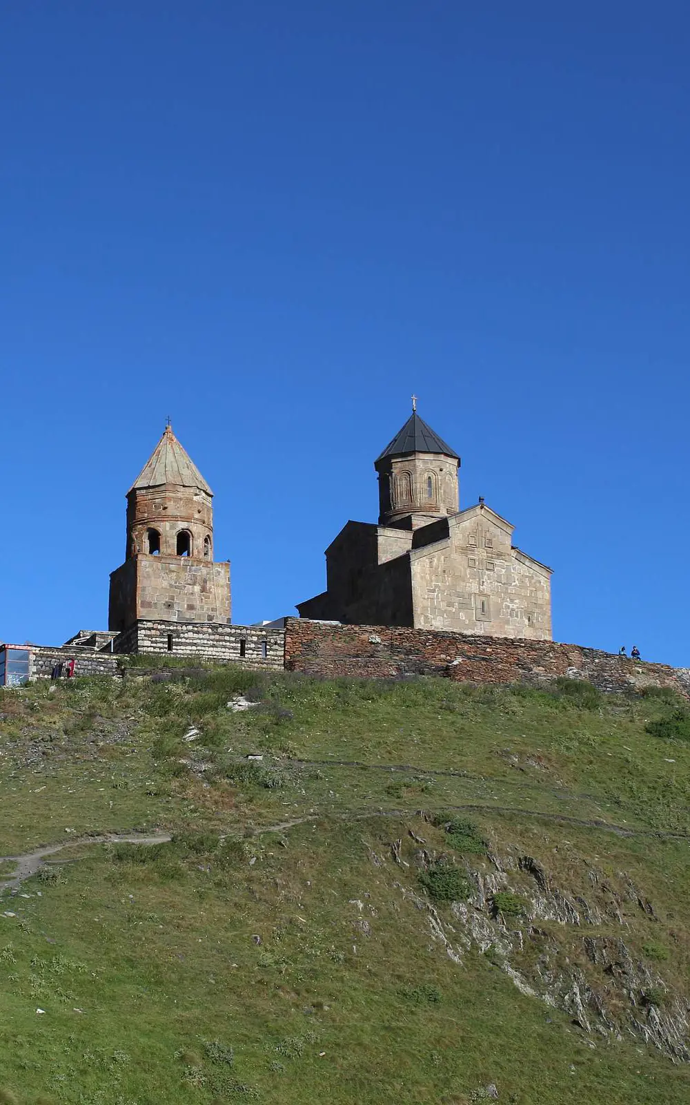 Gergeti Trinity Church on its ridge, Georgia